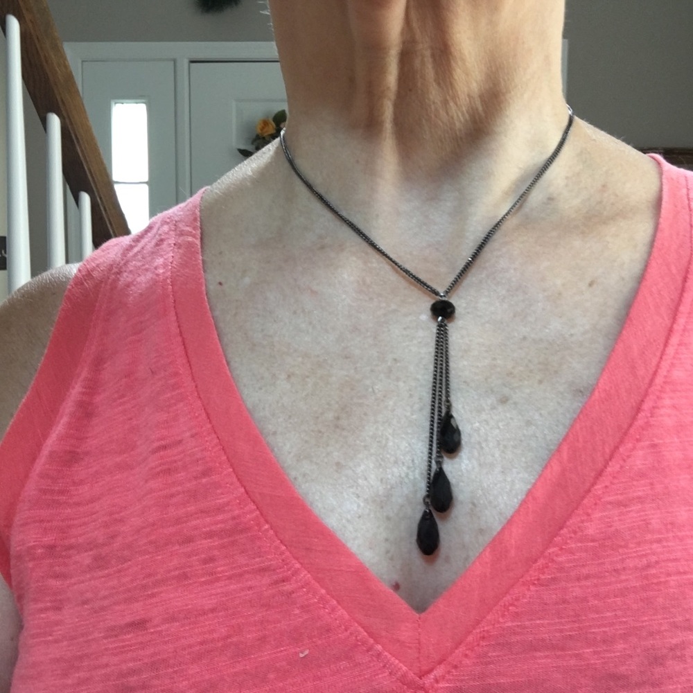 Gunmetal and black Swarovski crystal necklace